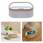 5’i 1 Arada Bluetooth Hoparlör, Kablosuz Şarj, Saat, Telefon Standı, Masa Lambası